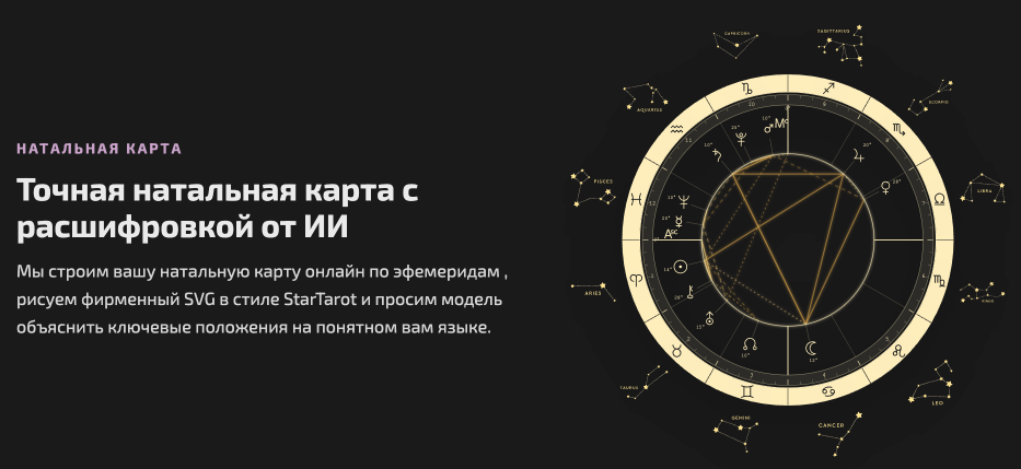 Натальная карта онлайн - ИИ интерпретация по эфемеридам